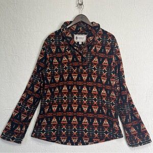 Outback Trading Co Birdie Pullover Women Size L Aztec Western Fleece Jacket Top